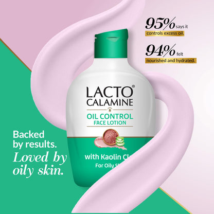 Lacto Calamine Face Lotion | 120ml | Daily Moisturizer For Face - Combination To Normal Skin | Kaolin Clay & Aloe Vera | Abosrbs Excess Oil | Fights Pimples, Darkspots & Blackheads | Body Lotion