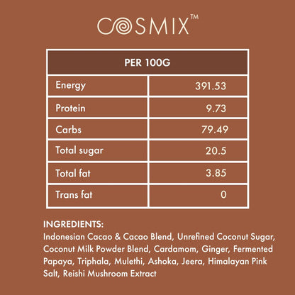 Cosmix My Happy Gut Chai Latte | For Improved Digestion & Overall Gut Health | Zero Refined Sugar, No Preservatives | Plant Based | Just add water & Enjoy (200g Pack of 1)