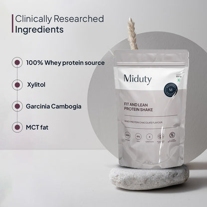 Zephivo Miduty by Palak Notes Fit N Lean Protein Shake Low-Carb Protein Shake Sweetened with Xylitol & Stevia, Ashwagandha, Garcinia Cambogia, MCT Powder - Lean Protein for Weight Loss - 500 grams