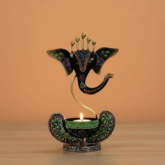 Lamcy Plaza Ganesh Tealight Candle Holder - 11 Inches for Home Decoration | Spiritual Vibes and Festive Ambience | Great for Meditation Spaces | Gift Items