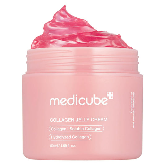 Medicube Collagen Jelly Cream-50ml with Niacinamide and Freeze-Dried Collagen improves uneven skin tone, boosts hydration, and 24-hour glow. No artificial colors. Korean skincare(1.69 fl. oz.)