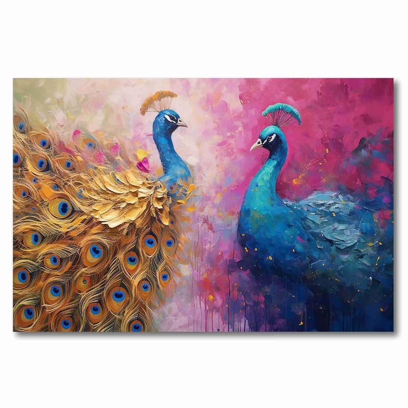Unframed Rolled Art Print||Beautiful Peacock Canvas Wall Art Print for Home Décor And Office||Unframed canvas Painting For Wall decor||Home wall and Office Interior CR-133