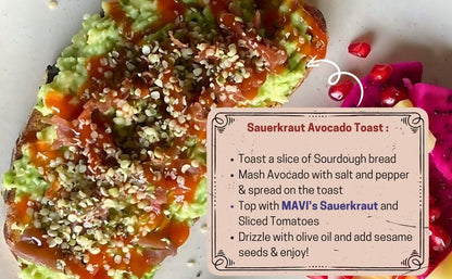 MAVI's Classic Sauerkraut| Organic Cabbage & Ajwain seeds | Gut friendly | 100% Natural & Vegan | No Preservatives | No Artificial Flavour or Colour | 500g (Pack of 1)