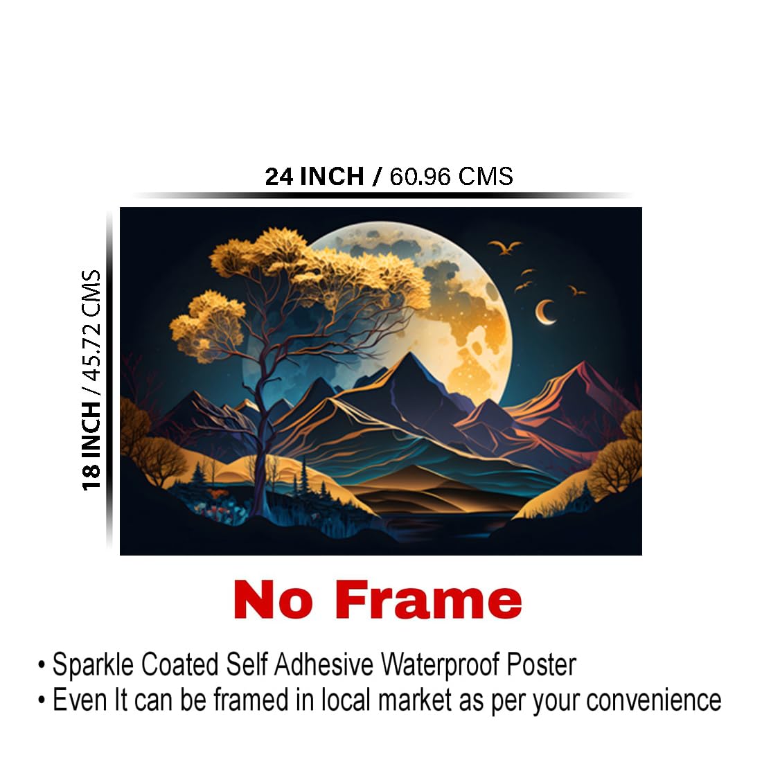 3D Scenery Paintings for Living room, 3D Scenery Poster Big Size with Sparkle Coated Lamination - 22697 (Self Adhesive) 18x24 Inch