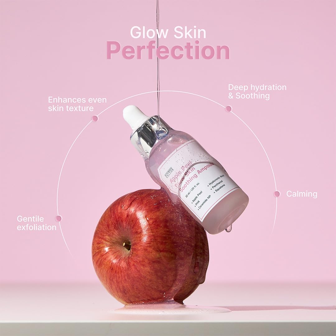 SUNGBOON EDITOR Apple Peel Glow Skin Soothing Ampoule 30ml | Niacinamide, Apple Peel Extract & PHA Serum | Hydrating, Brightening & Gentle Exfoliating Face Serum | Pore Care, Texture Refining & Barrier Support for Glowing Skin