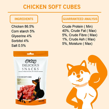 PETS EMPIRE O'Dog Chicken Soft Cubes, Healthy Dog Treats, Chewy Dogs Bites for Training and Feeding, Made with Real Chicken, Non-Vegetarian Pup Snacks for Dogs, Puppies - 100g
