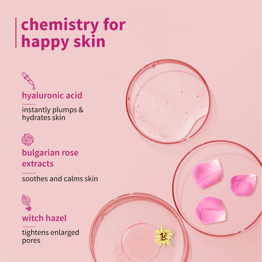 Plum Bulgarian Valley Rose Water Face Toner | for Oily Acne Prone Dry Combination Skin | with Hyaluronic Acid | Hydrating & Pores Tightening | Balances pH Levels | Alcohol-Free | Women & Men | 150ml