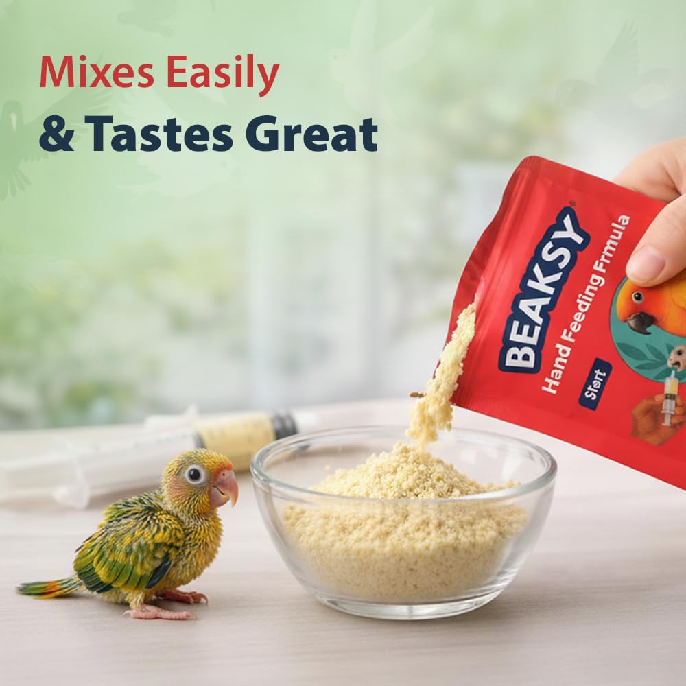BEAKSY Start Hand Feeding Formula for Baby Birds | for Conures, Cockatiels & Love Birds | Promotes Weight Gain, Vibrant Feathers & Easy Digestion (250gm)