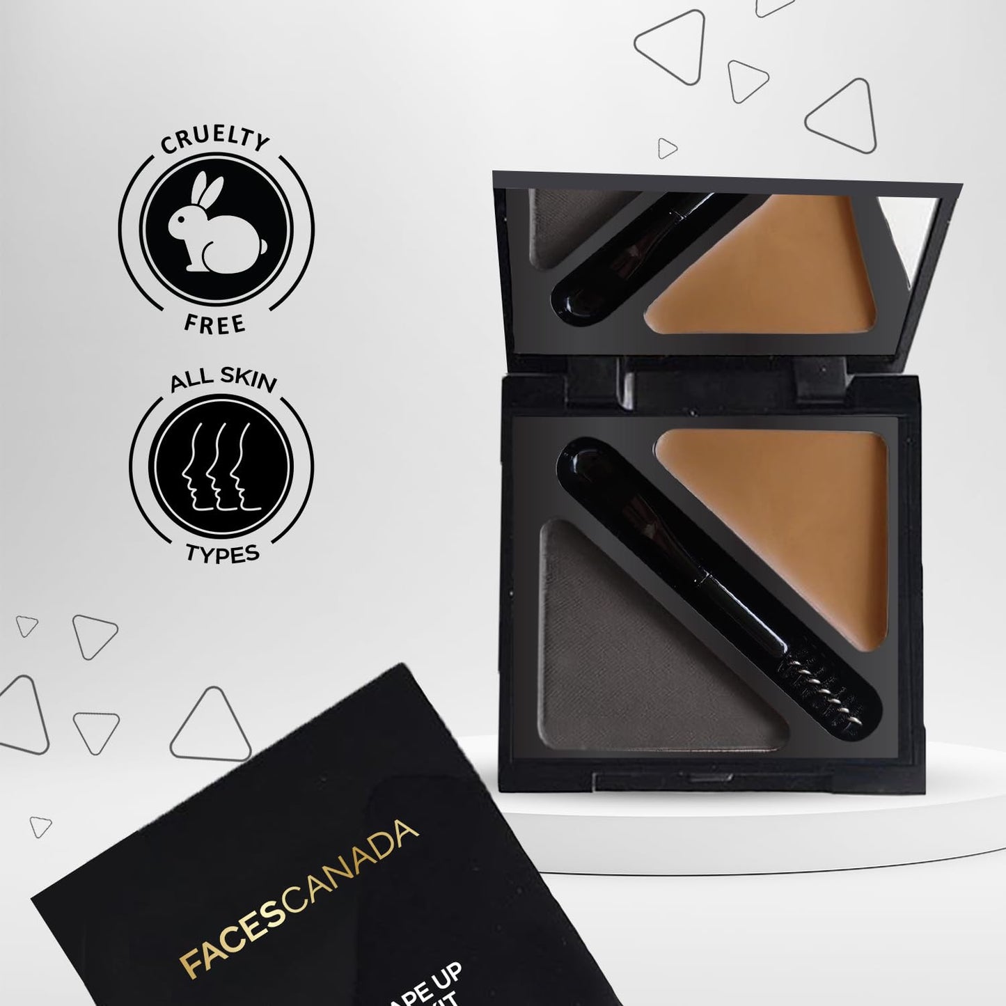 FACES CANADA HD Shape Up Brow Kit - Grey 01, 2.8g | Eyebrow Duo Kit - Wax & Powder With Brush | Long-Lasting | Precise & Natural Looking | Rich Color Payoff | Shaped & Defined Brows | Cruelty-free