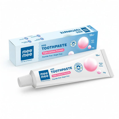 Mee Mee Kids Bubble Gum Toothpaste for 12+ Months | Fluoride-Free Baby Toothpaste with Xylitol & Calcium | Gentle Daily Oral Care for Babies & Toddlers | 70g