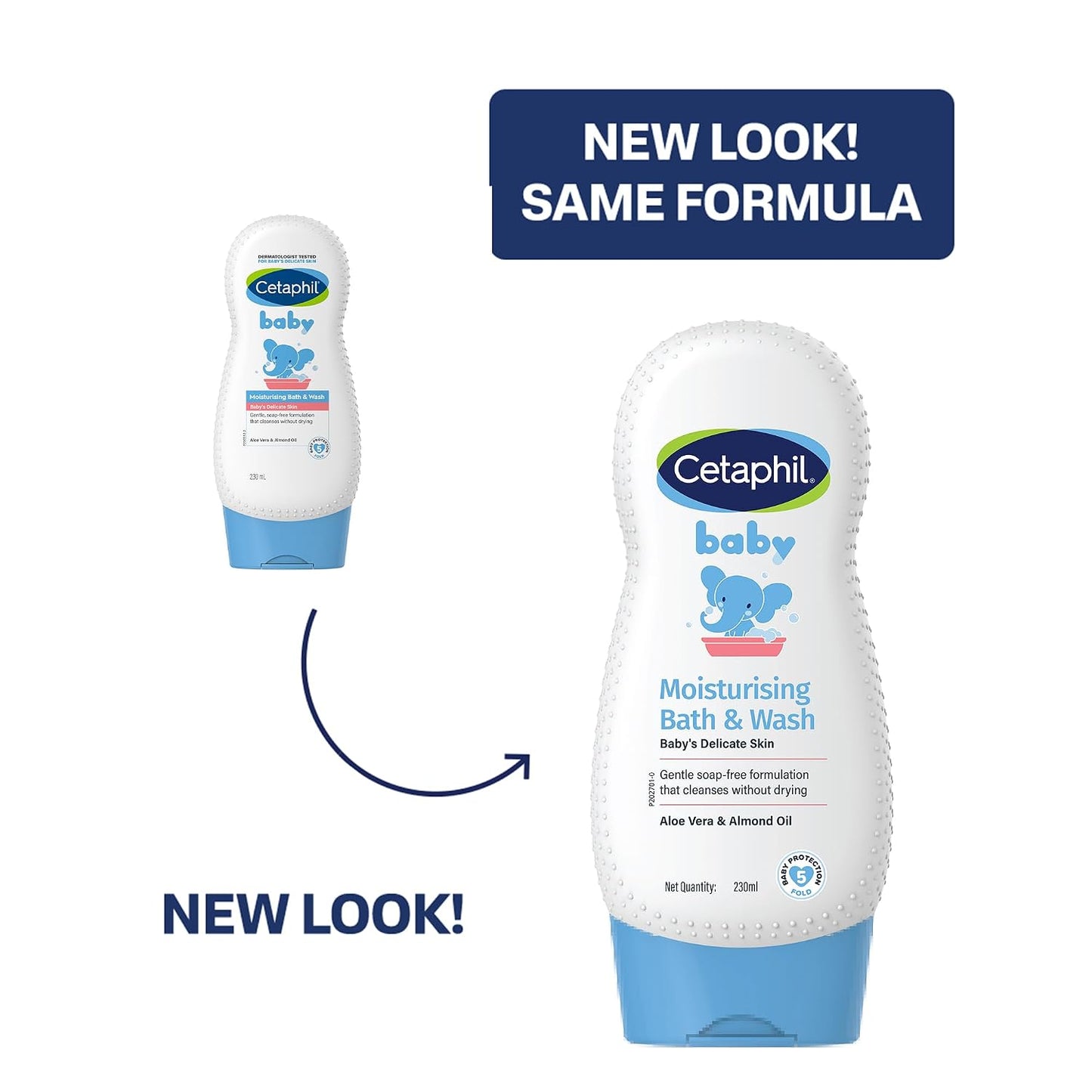 Cetaphil Baby Moisturising Bath & Wash 230ml | Tear-Free Bath & Wash Cleanser | Gentle Soap-Free Formula for Newborn, Baby Bath & Wash for Sensitive Skin | Dermatologist Tested, Hypoallergenic Moisturising Cleanser for Baby