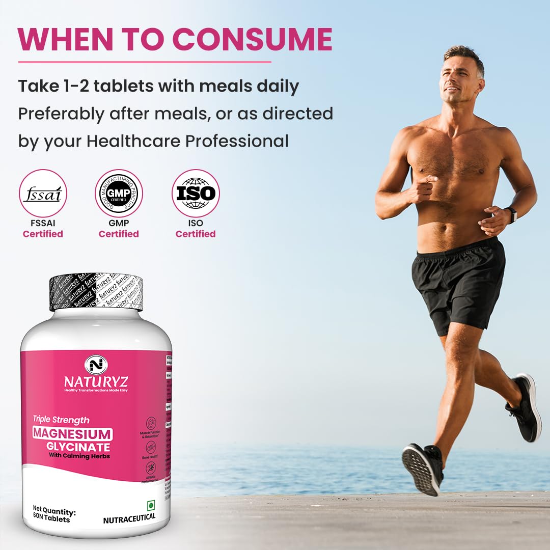 Naturyz magnesium supplement bottle with a man running on a beach
