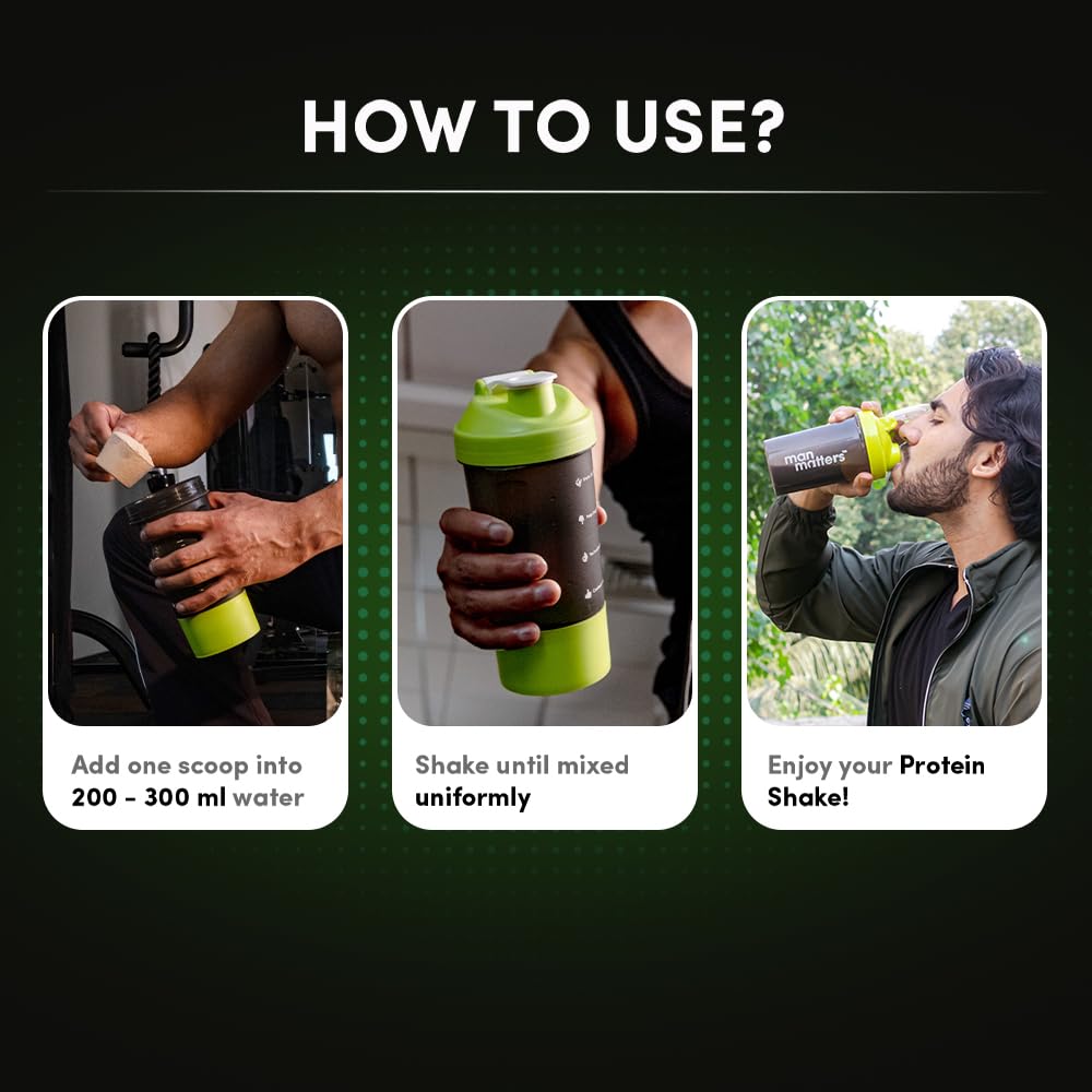 Man Matters VEGAIN Plant Protein Powder for Men | 100% Vegetarian | Made with Pea, Brown Rice, Moong Bean and Whole Algae | Gluten Free, Dairy Free & Soy Free | 500 grams