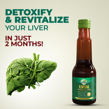 Zandu Livital Syrup – 200 ml | Scientifically proven Ayurvedic Liver Care & Detox Support |Revitalises Liver Health Naturally & Boosts Appetite & Digestion | Blend of 12 Potent Herbs