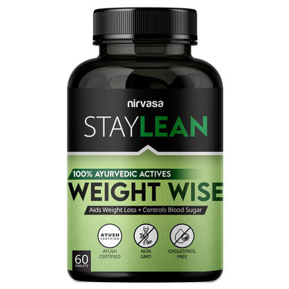 Nirvasa Staylean WeightWISE Tablets for Men & Women (60 Tabs) | Herbal Weight Loss Formula with Methi Beej, Cinnamon & Black Pepper Extracts | Supports Healthy Weight, Metabolism & Digestion