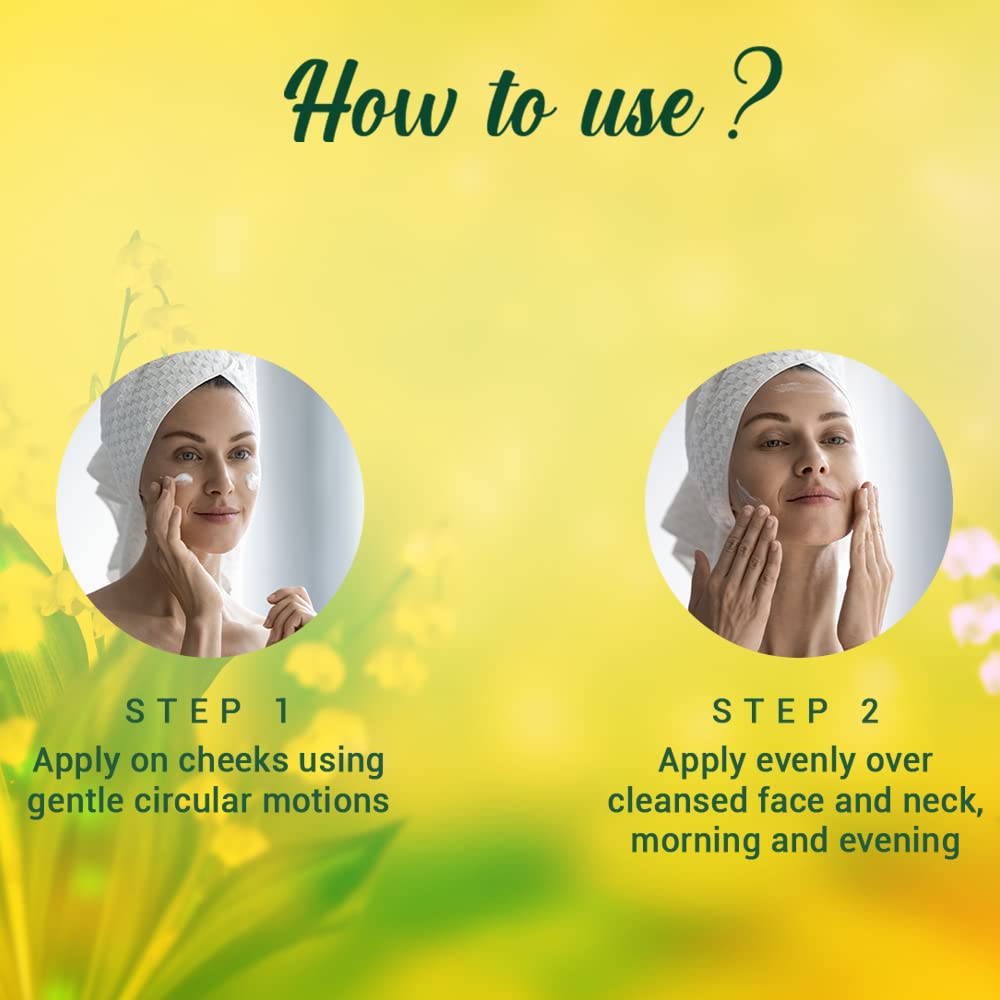 Instructions on how to use a product with two steps shown against a yellow background.
