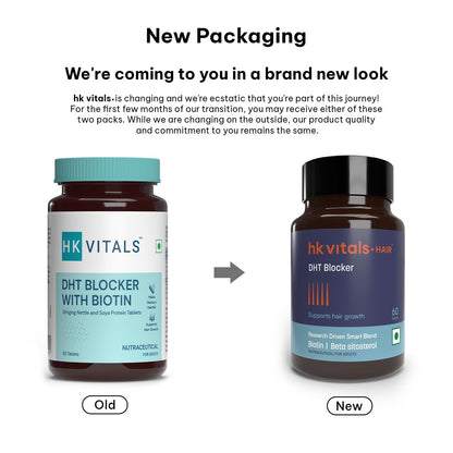HealthKart hk vitals DHT Blocker with Biotin (60 Tablets) | Stinging Nettle and Soya Protein | Helps Reduce Hair Fall, Stimulates Hair Growth