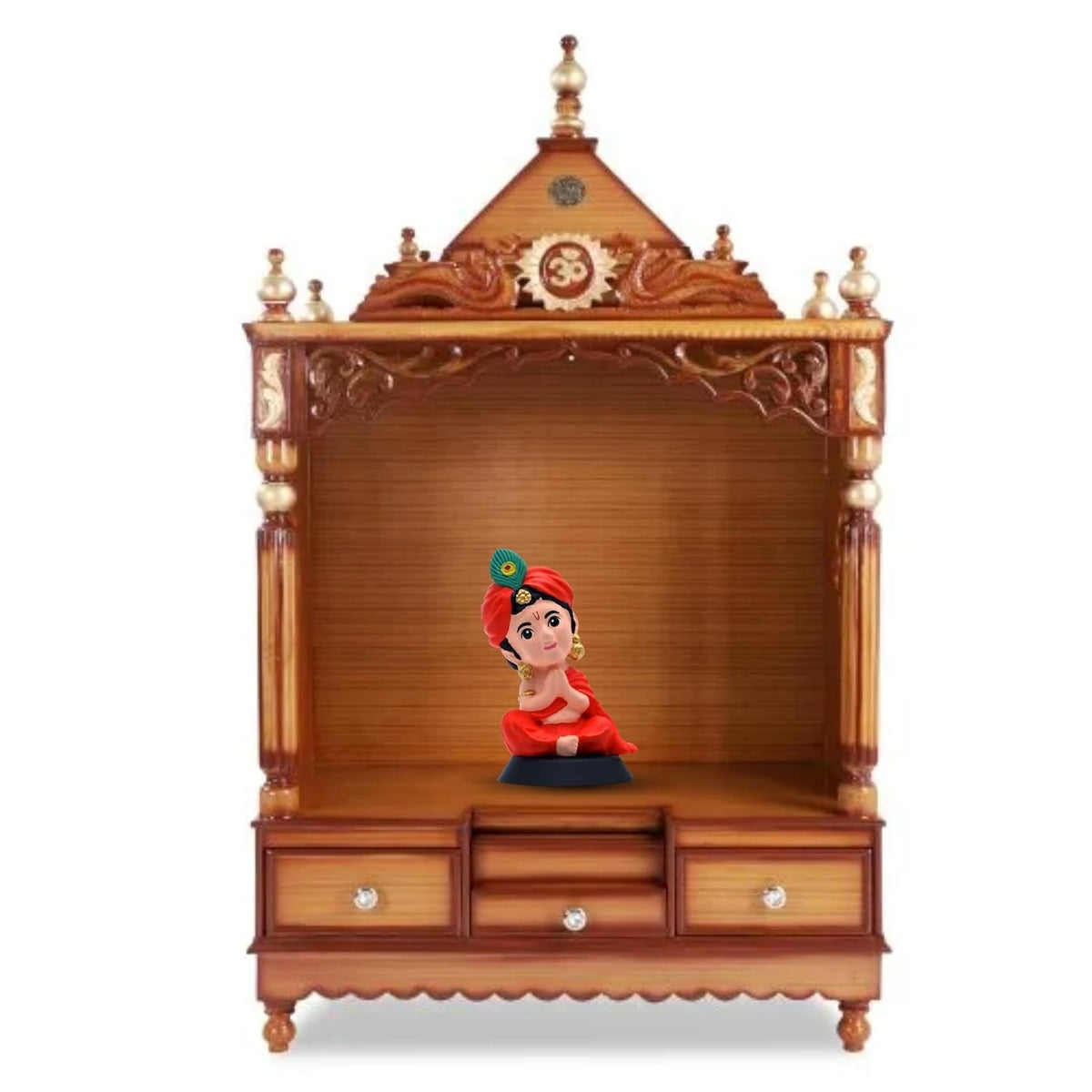 Kanha Ji Figurine Showpiece for Car Dashboard, Home Office | Lord Krishna, Laddoo Gopal Murti Statue for Hindu Temple, Spiritual Decor | Gift for Devotees (Bhakti Krishna Skin Tone)