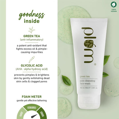 Plum 15% Vitamin C Face Serum 10ml and Plum Green Tea Pore Cleansing Face Wash 50ml Combo