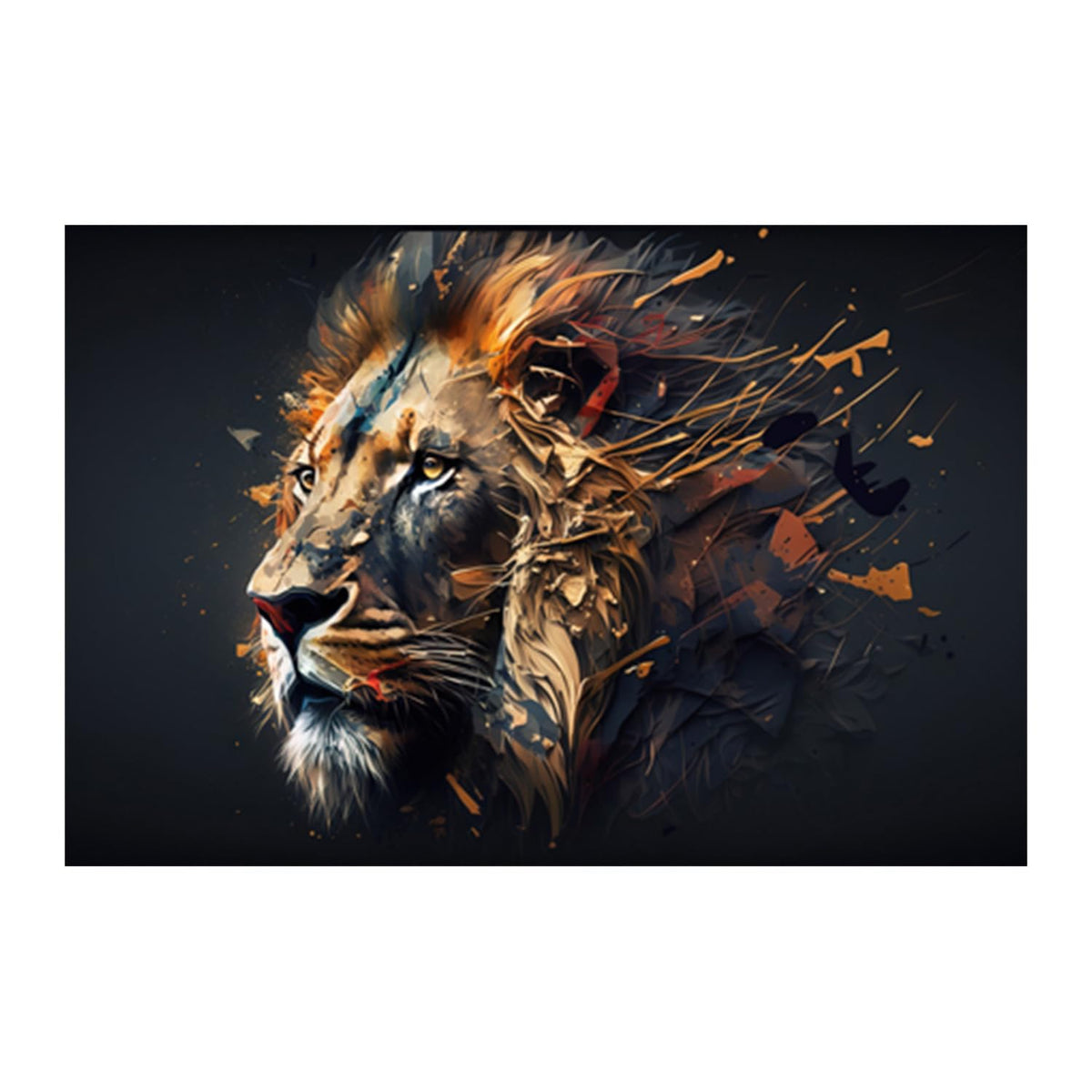 Lion Paintings for Living room, Lion Poster Big Size with Sparkle Coated Lamination - 22324 (Self Adhesive) 18x24 Inch