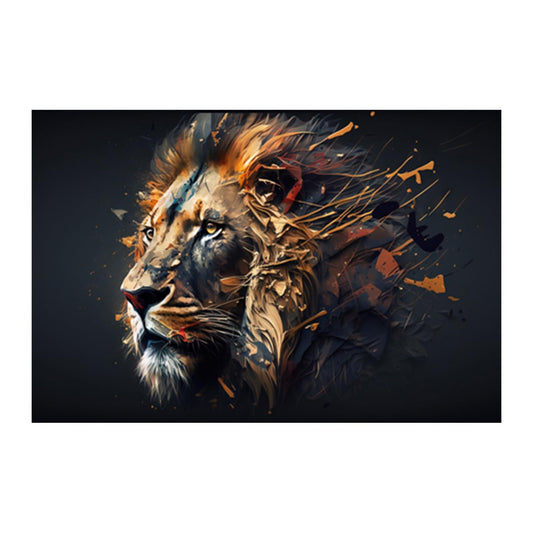 Lion Paintings for Living room, Lion Poster Big Size with Sparkle Coated Lamination - 22324 (Self Adhesive) 18x24 Inch