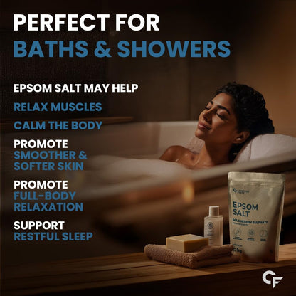 Carbamide Forte Epsom Salt for Foot & Bath 1kg | Magnesium Sulphate Crystals for Relaxing Bath, Foot Soak & Garden Use | Epsom salt for Pain Relief Foot & Muscle Relaxation