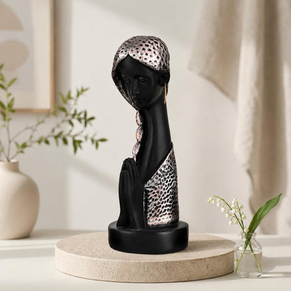 Graceful Resin Namaste Statue of a Girl |Elegant Spiritual Décor (Pack of 1, Black & Silver)