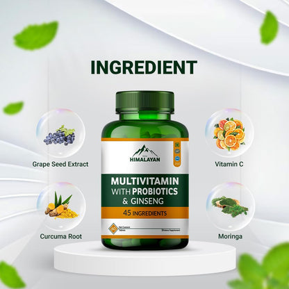 Divya Himalayan Multivitamin with Probiotics & Ginseng | 60 Tablets | Energy, Digestive & Immune Support | Whole Food Vitamins