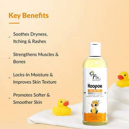 Fixderma Hoopoe Baby Massage Elixir|Baby Oil with Chamomile, Camellia, Safflower, Seasome & Jojoba Oil |Baby Massager Oil | Dermatologist Tested (100 Ml)