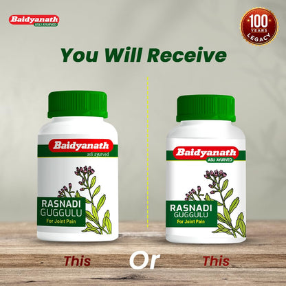 Baidyanath Rasnadi Guggulu - 80 Tablets | Ayurvedic Joint Wellness Tablets | Blend of Rasna, Giloy, Guggul, Sonth & Herbal Ingredients |
