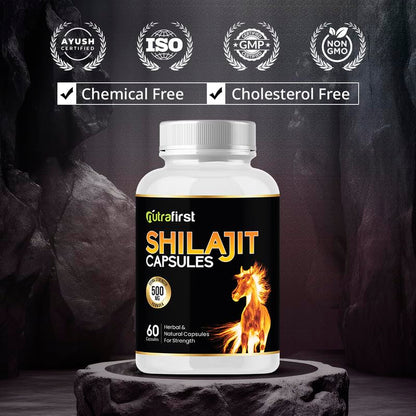 Nutrafirst Shilajit Capsules (500mg, 60 Caps) | Pure Himalayan Shilajeet Extract | Supports Muscle Strength, Stamina, Endurance & Energy | Improves Performance, Vitality & Immunity