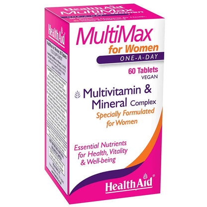 HealthAid Multimax for Women | Multivitamin with Zinc, Vitamin C, D & Essential Minerals | Energy, Immunity & Vitality Support | Daily Supplement for Women | 60 Tablets