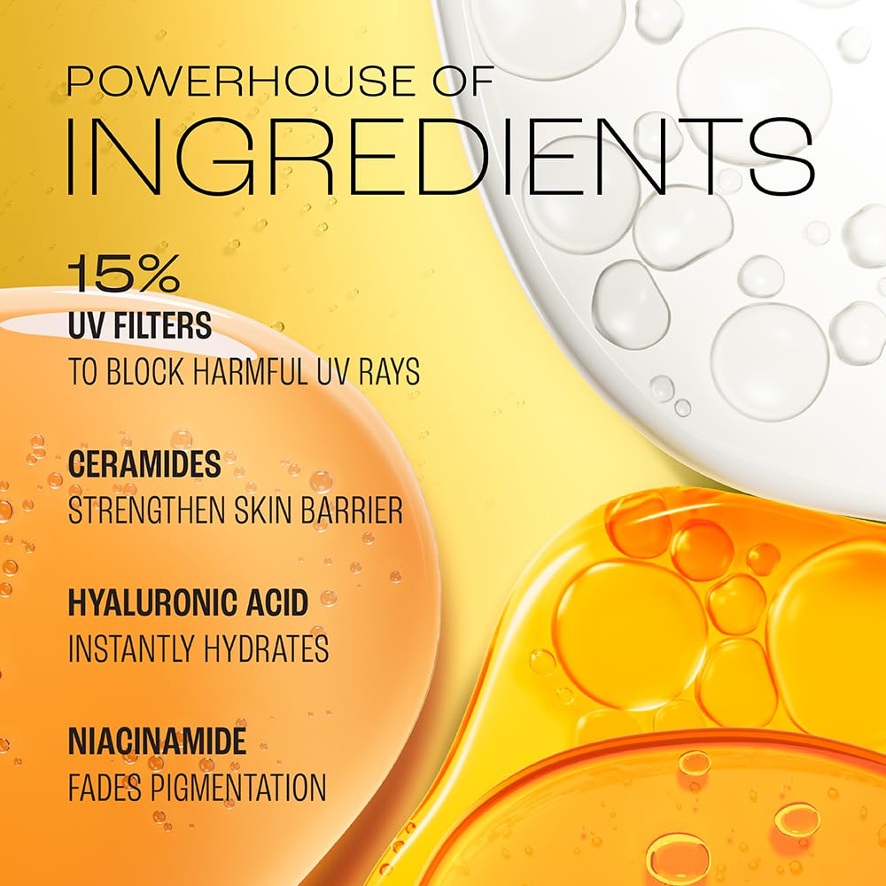 Product packaging with skincare ingredients listed on a yellow background