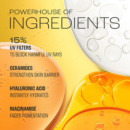 Product packaging with skincare ingredients listed on a yellow background