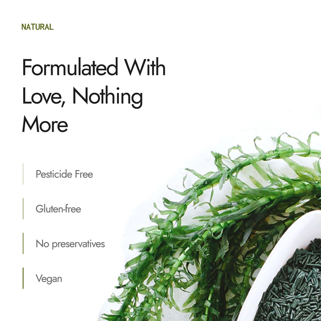 Kapiva Spirulina Capsules |120 Capsule| Contains 60% Protein | Boost Your Immunity | Free from Preservative & Pesticides | Spirulina Tablet