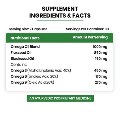 Vlado's Himalayan Organics Omega 3 6 9-2000mg/Serving I Vegetarian Omega 3 Supplement I Support Muscle,Bone,Heart & Skin - No Burps, No Fish Oil Used Capsules for Men & Women- 60 Capsules