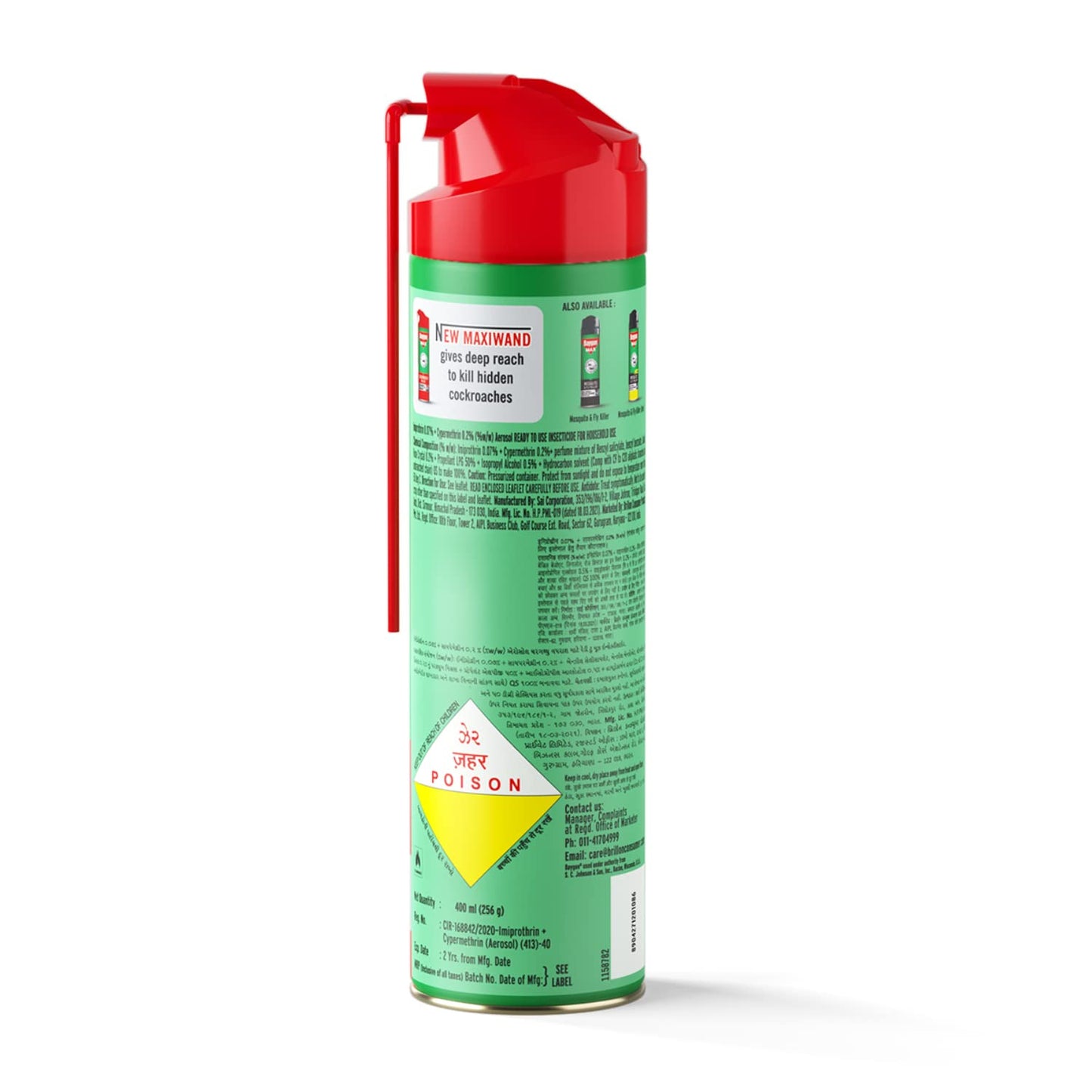 Baygon Cockroach Killer Spray, 400 ml