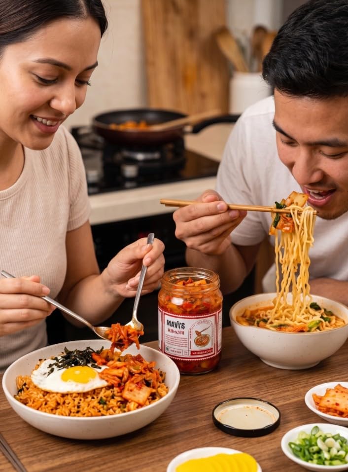 MAVI's Veg Kimchi | Korean Cabbage Kimchi | Artisanal Probiotic Pickle | Vegan | No Preservatives, No Artificial Flavour or Colour | Pack of 1 (200g)