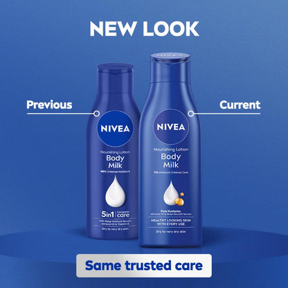 NIVEA Nourishing Body Milk 200ml Body Lotion with Deep Moisture Serum | 48 H Moisturization | With 2X Almond Oil | Smooth and Healthy Looking Skin |For Very Dry Skin