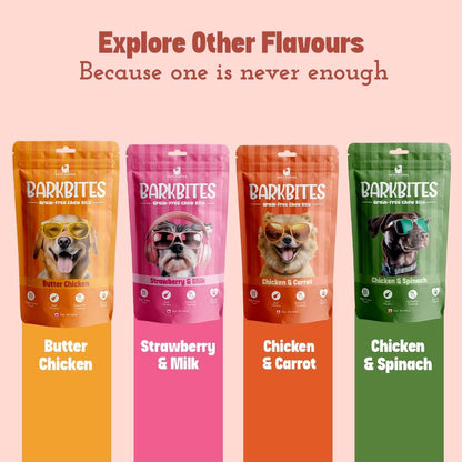 PETS EMPIRE BARKBITES Chicken & Spinach Dog Chew Sticks | Healthy Grain-Free Dog Treats | High Protein + Fiber Rich Training Snacks | Soft Chews for Puppies & Adult Dogs | 100g