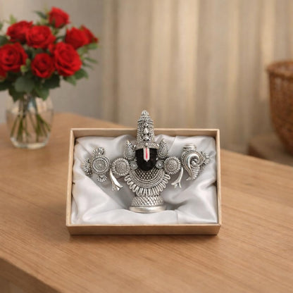 999 Silver Plated Tirupati Balaji Idol Face, Venkateshwara Swamy Idol for Car Dashboard, House Warming Gifts, Home Pooja Temple, Home Decor Items, Wedding Birthday