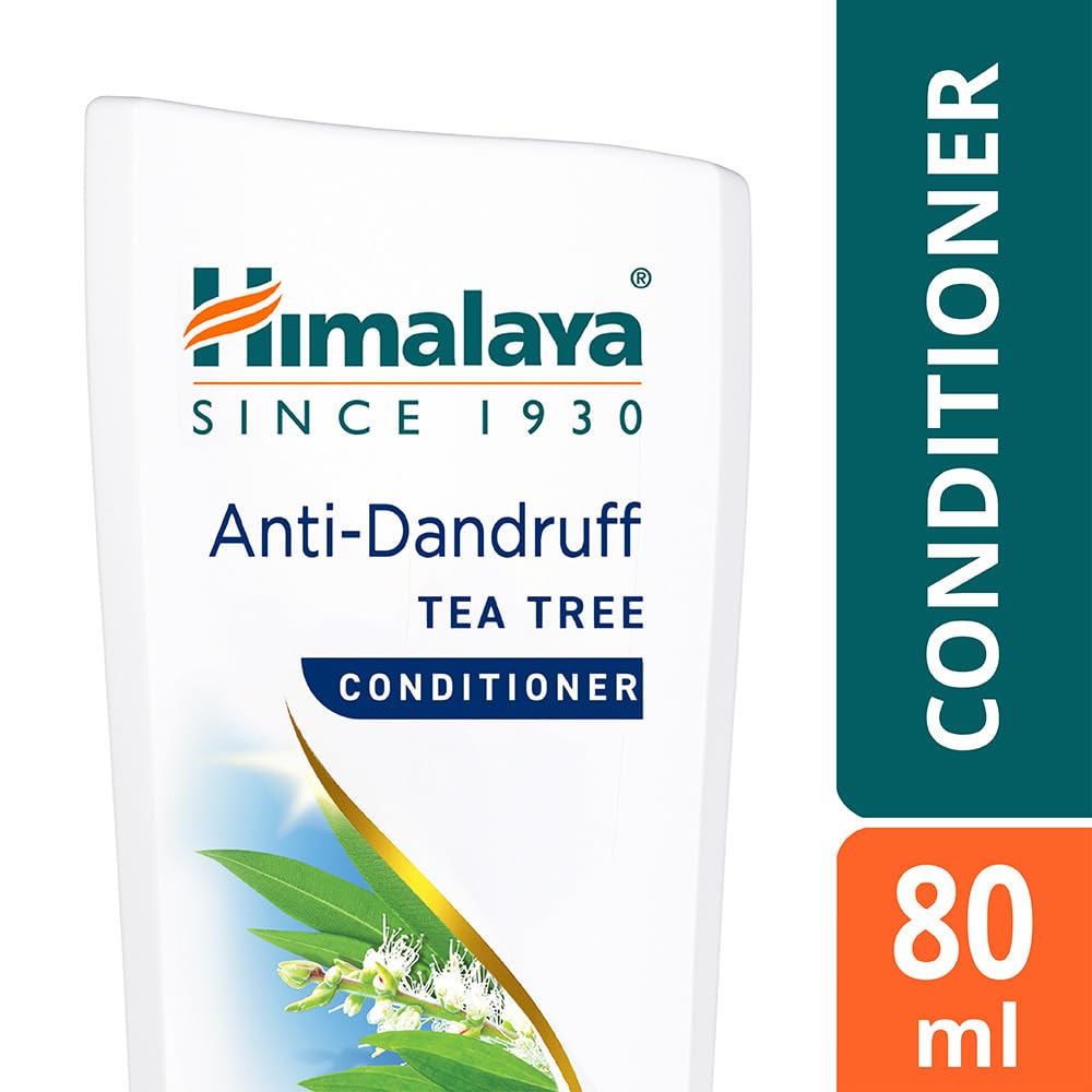 Himalaya Anti-Dandruff Tea Tree Conditioner packaging with branding and product details.
