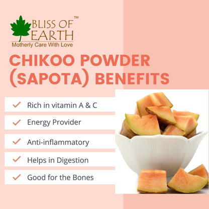 Bliss of Earth 200gm Chikoo (Sapota) Powder Natural Spray Dried for juice, Sake, Smoothies, or making ice cream and cake
