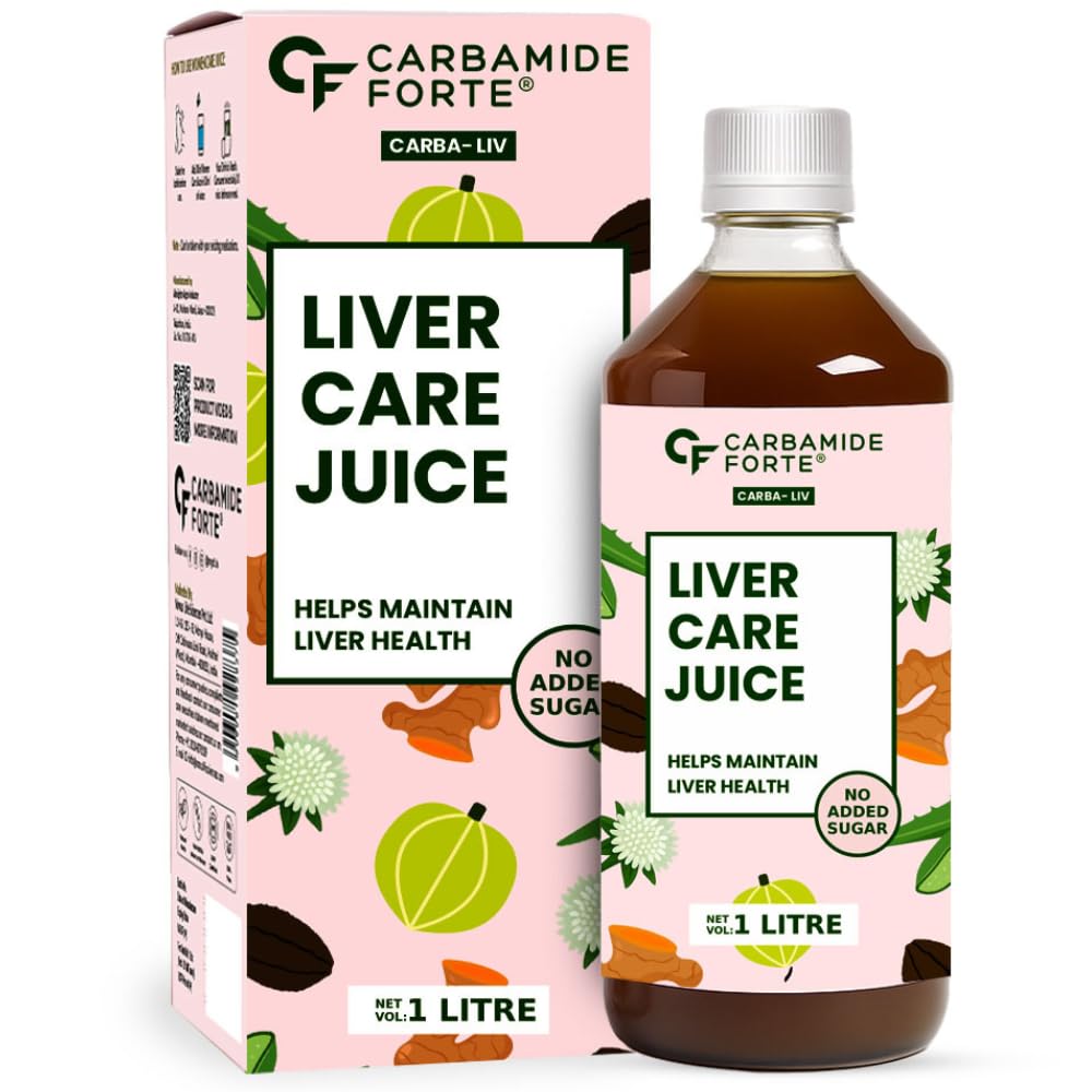 Carbamide Forte Liver Care Juice bottle and packaging on a white background