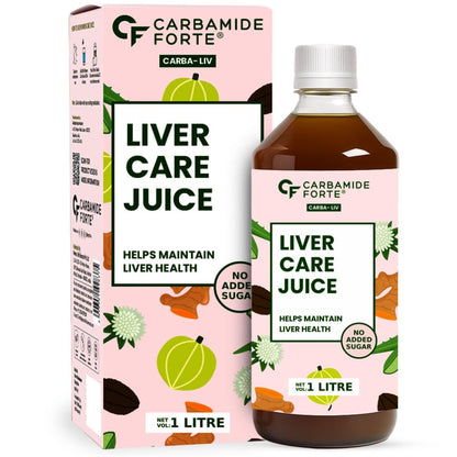 Carbamide Forte Liver Care Juice bottle and packaging on a white background