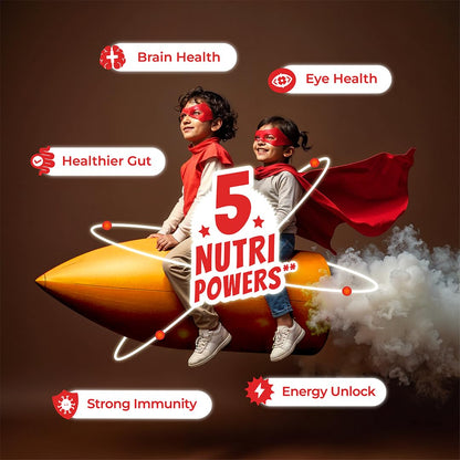 Good Monk Superheroes Milk Mix (Chocolate) - India' Lowest Sugar Milk Mix | Boosts Energy, Immunity, Brain, Eye & Gut Health for Kids (5+ Years) | 21 Serves