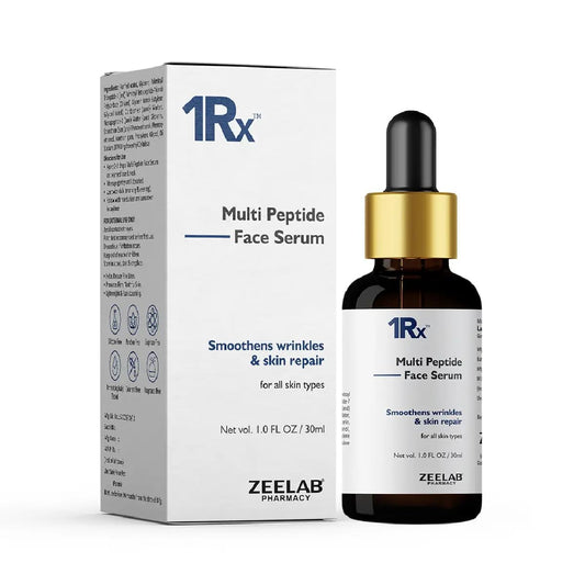 1RX Multi Peptide Face Serum bottle and packaging on a white background