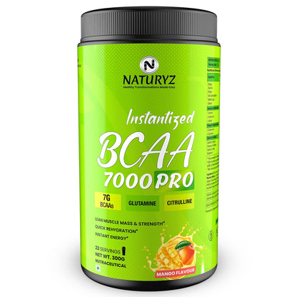Naturyz Instantized BCAA 7000 Pro supplement container on a white background
