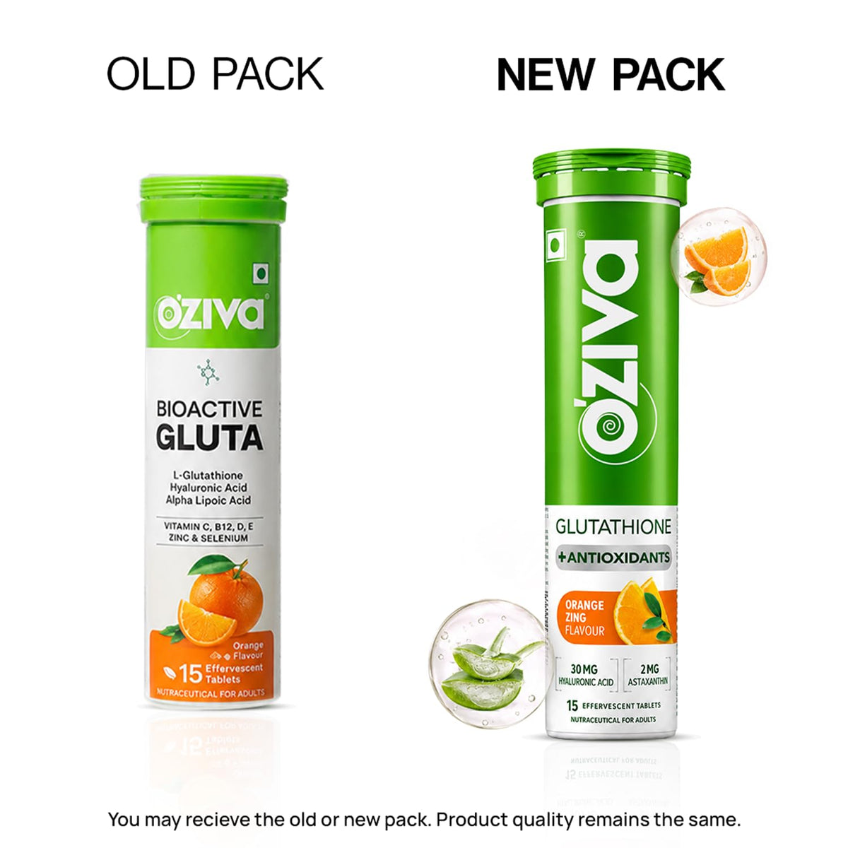 OZiva Bioactive Glutathione Tablets, Skin Glow, Vitamin C, Orange 15 Tabs Effervescent Tablets | L-Glutathione| Hyaluronic Acid | Lycopene| Vitamin C For Skin Glow & Anti-Pigmentation