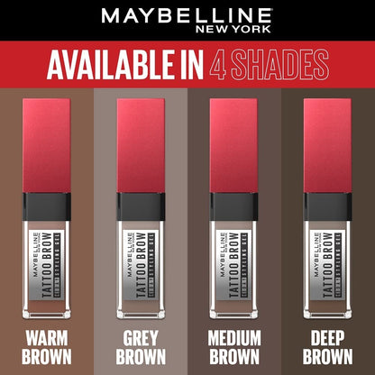 Maybelline New York Tattoo Brow 3 Day Styling Brow Gel - Deep Brown, Semi-permanent Tinted Eyebrow Gel, Water, smudge & Transfer-proof. Tattoo Brow 3 Day Styling Brow Gel Last Up To 3 Days | 6ml